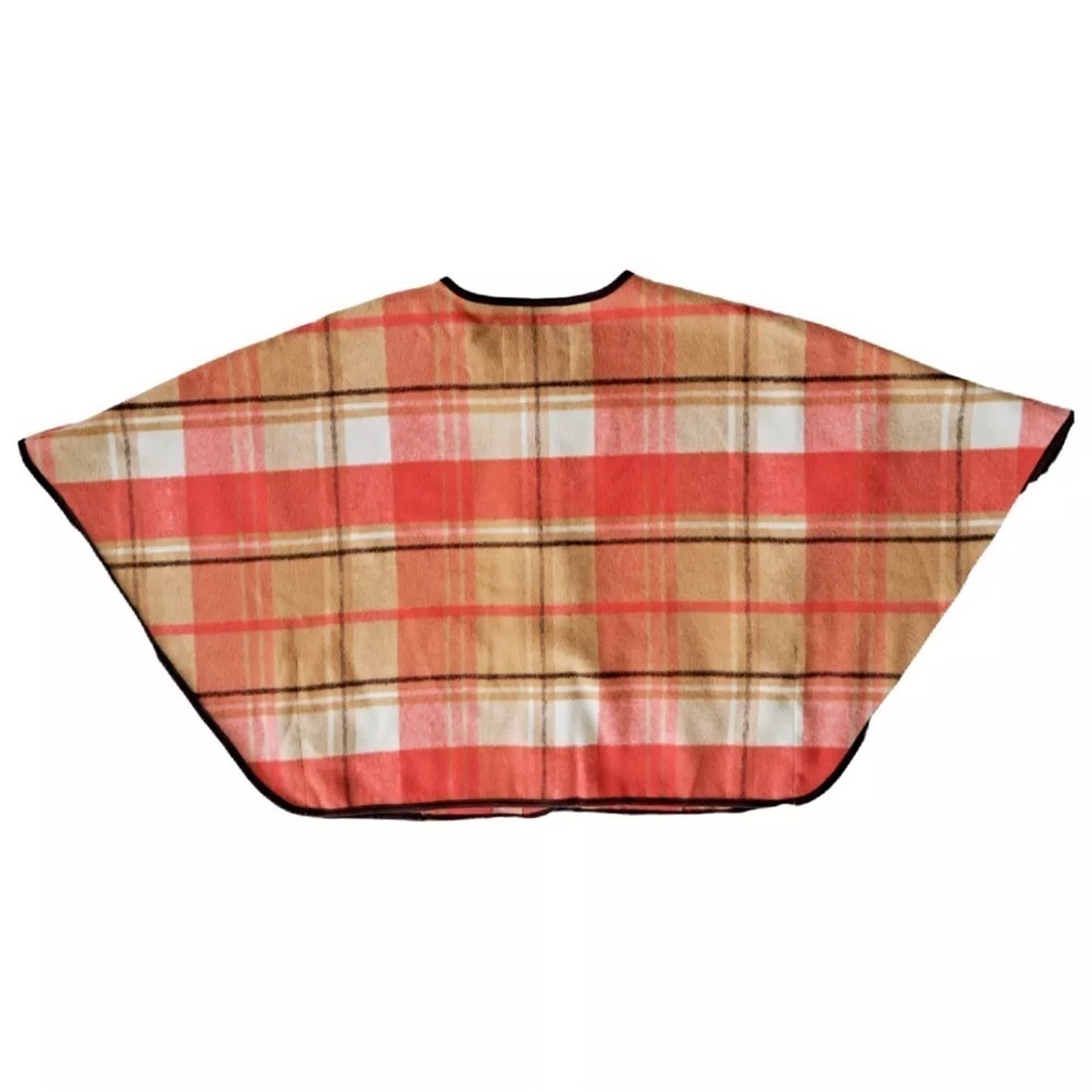 JANIE and JACK Plaid Cape Horse Trail Girls Size 18/24mo Coral Camel Tan Poncho - Picture 4 of 4